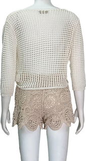 V-neck hollow knit top