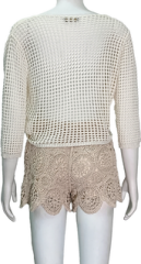 V-neck hollow knit top