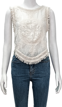 crew neck sleeveless embroidered vest