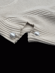 Crew neck knitted long sleeve sweater