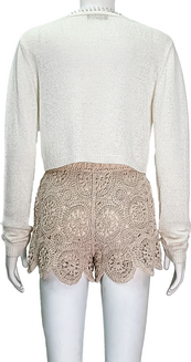 U-neck long-sleeved short knitted cardigan