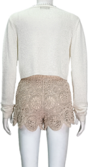 U-neck long-sleeved short knitted cardigan