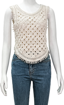 crew neck sleeveless embroidered vest