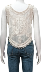 crew neck sleeveless embroidered vest
