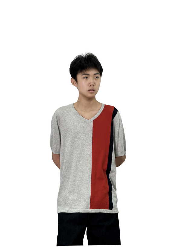 V-neck short-sleeved sweater