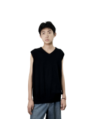 V-neck sleeveless knitted vest