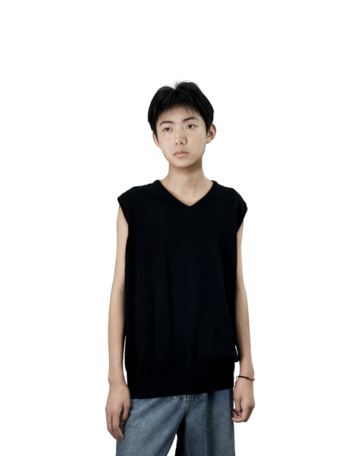 V-neck sleeveless knitted vest