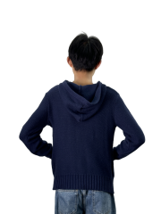 Dark blue round-neck pullover cardigan