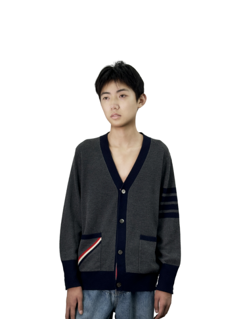 V-neck long sleeve colorblock cardigan