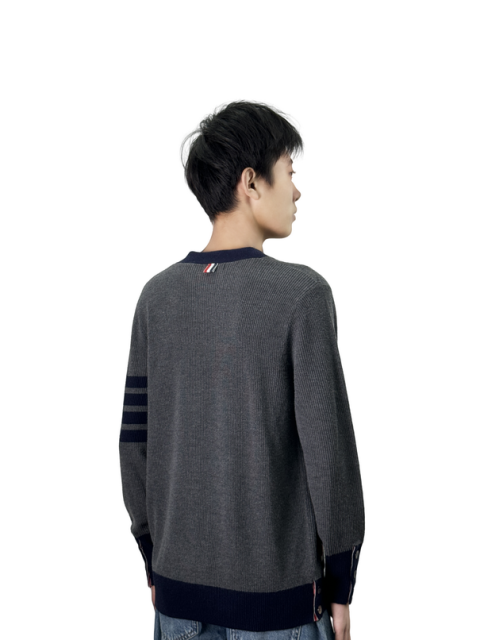 V-neck long sleeve colorblock cardigan