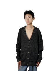 Color block large neck cardigan