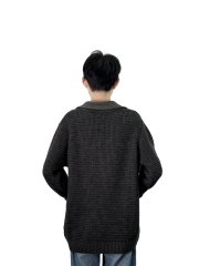 Color block large neck cardigan
