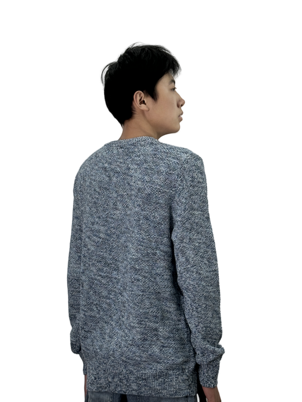 Crew neck long sleeve knitted pullover sweater