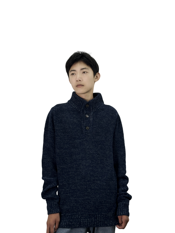 Dark blue turtleneck knitted sweater