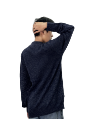Dark blue knitted check sweater