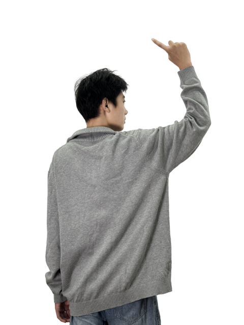 stand collar knitted pullover