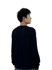 Dark blue crew neck knitted sweater