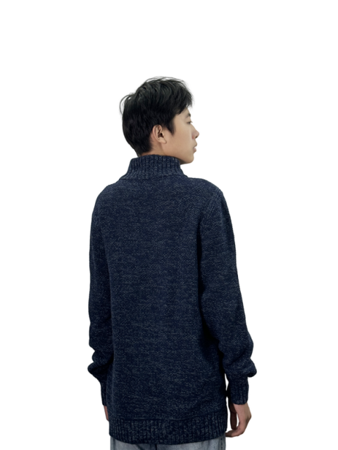 Dark blue turtleneck knitted sweater