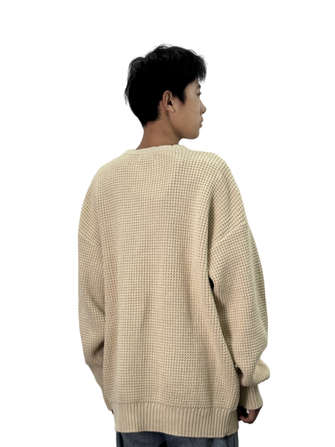 Solid color round neck long sleeve pullover sweater