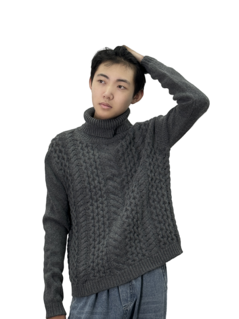 turtleneck chunky knitted patterned sweater