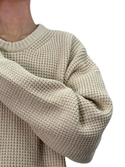 Solid color round neck long sleeve pullover sweater