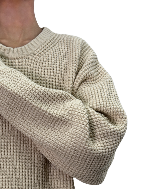 Solid color round neck long sleeve pullover sweater