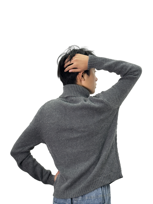 turtleneck chunky knitted patterned sweater
