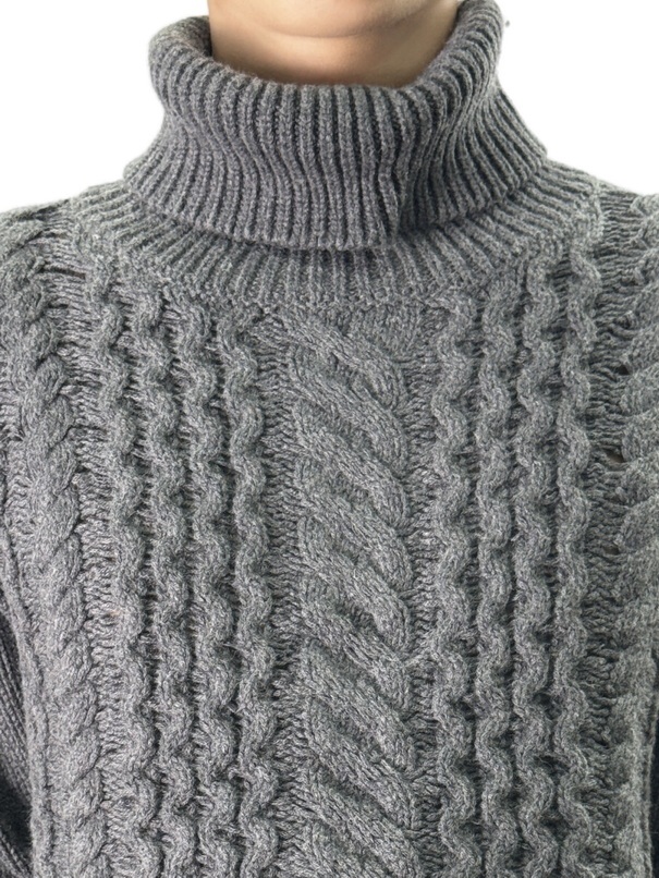 turtleneck chunky knitted patterned sweater