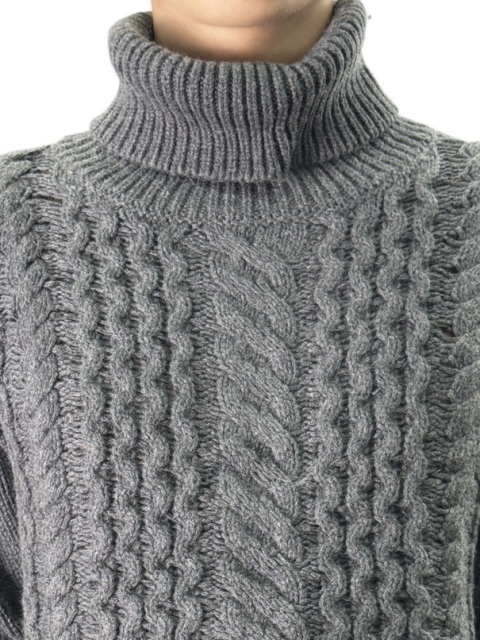 turtleneck chunky knitted patterned sweater