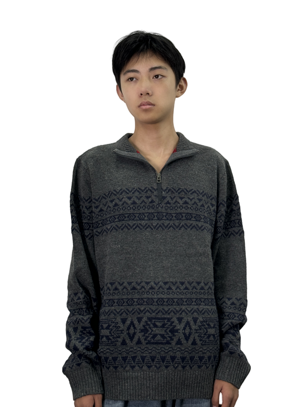 turtleneck chunky knitted patterned sweater