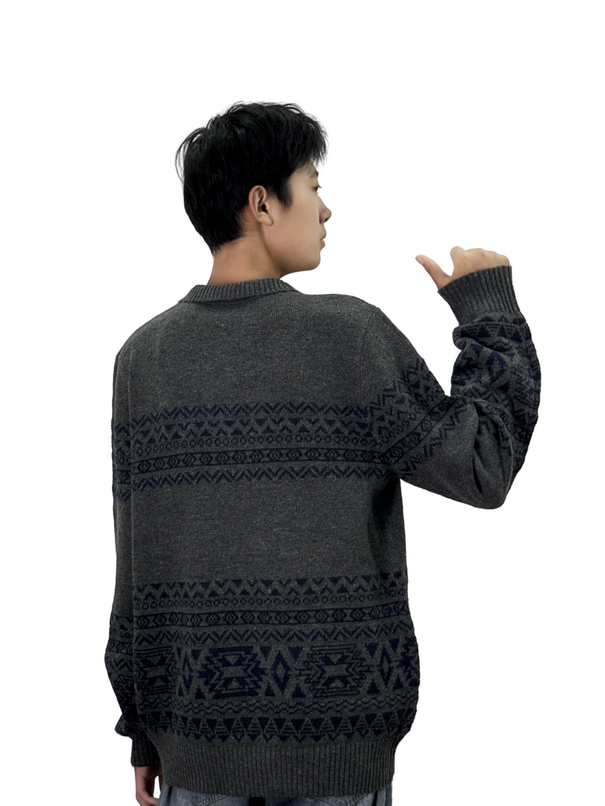 turtleneck chunky knitted patterned sweater