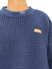 Dark blue knitted check sweater