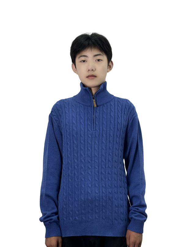 High collar long sleeve solid color knitted pullover