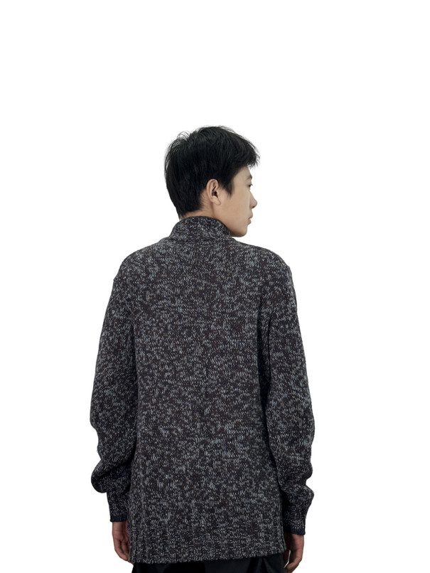 Stand collar long sleeve knitted button cardigan