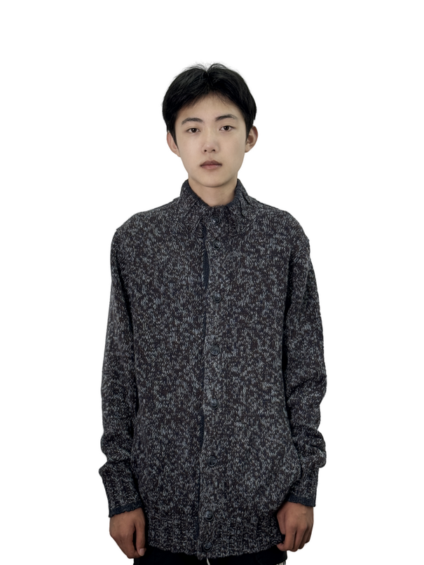 Stand collar long sleeve knitted button cardigan