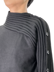 High collar designer pullover sweater