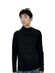 High collar designer pullover sweater