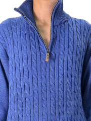 High collar long sleeve solid color knitted pullover