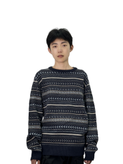 Crew neck graphic knit sweater