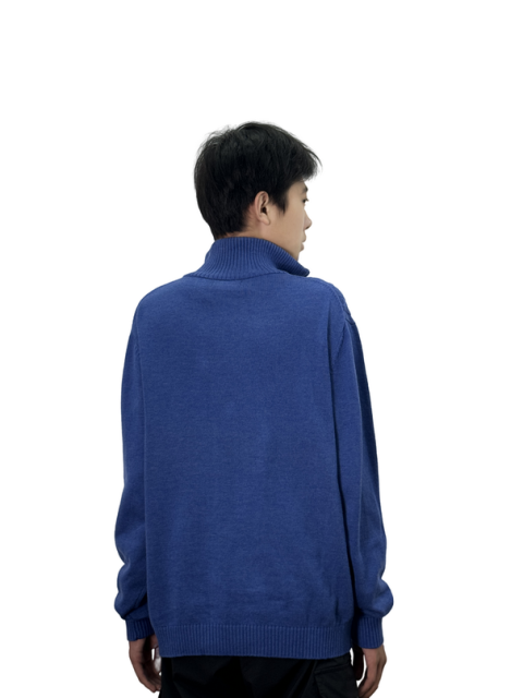 High collar long sleeve solid color knitted pullover