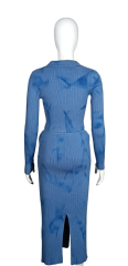 Gradient blue long-sleeved dress suit