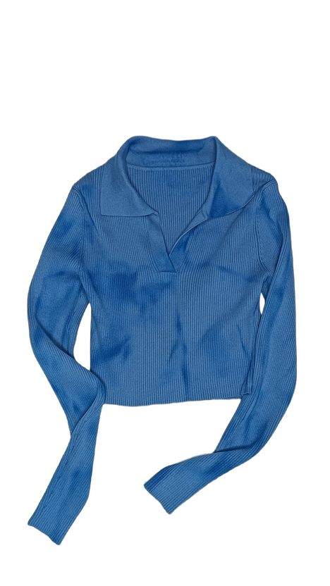 Gradient blue long-sleeved dress suit
