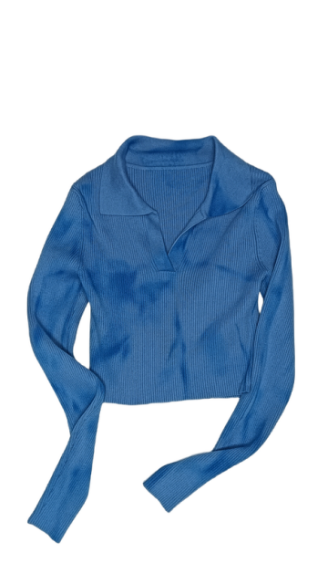 Gradient blue long-sleeved dress suit