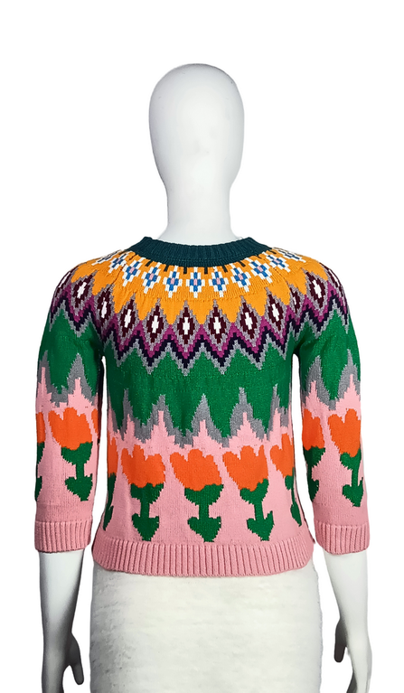 ODM Colorful knitted crew neck long sleeve sweater