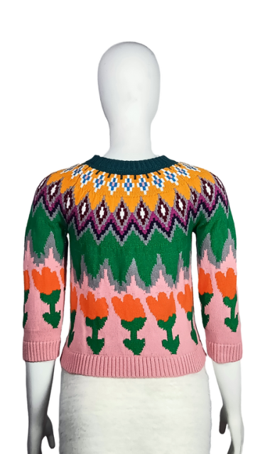 ODM Colorful knitted crew neck long sleeve sweater