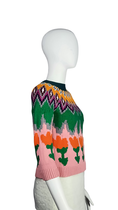 ODM Colorful knitted crew neck long sleeve sweater