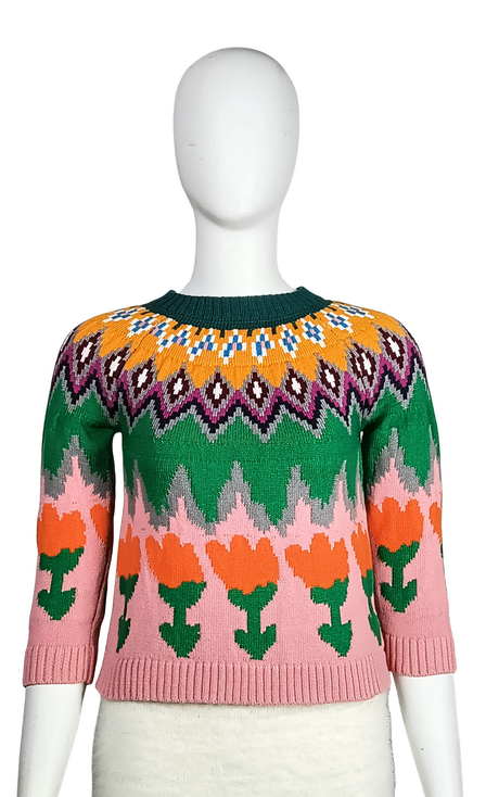 ODM Colorful knitted crew neck long sleeve sweater