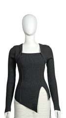 Custom Square neck irregular knit sweater