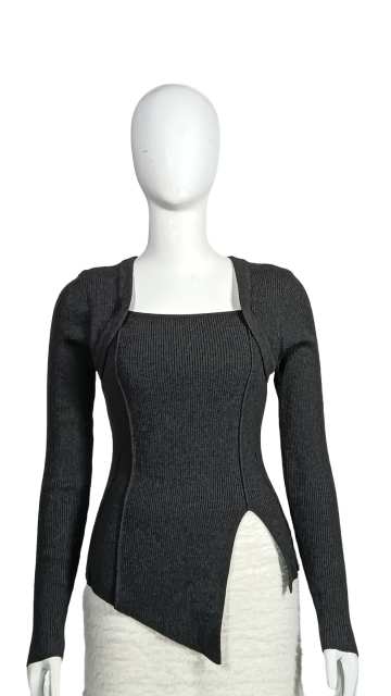 Custom Square neck irregular knit sweater
