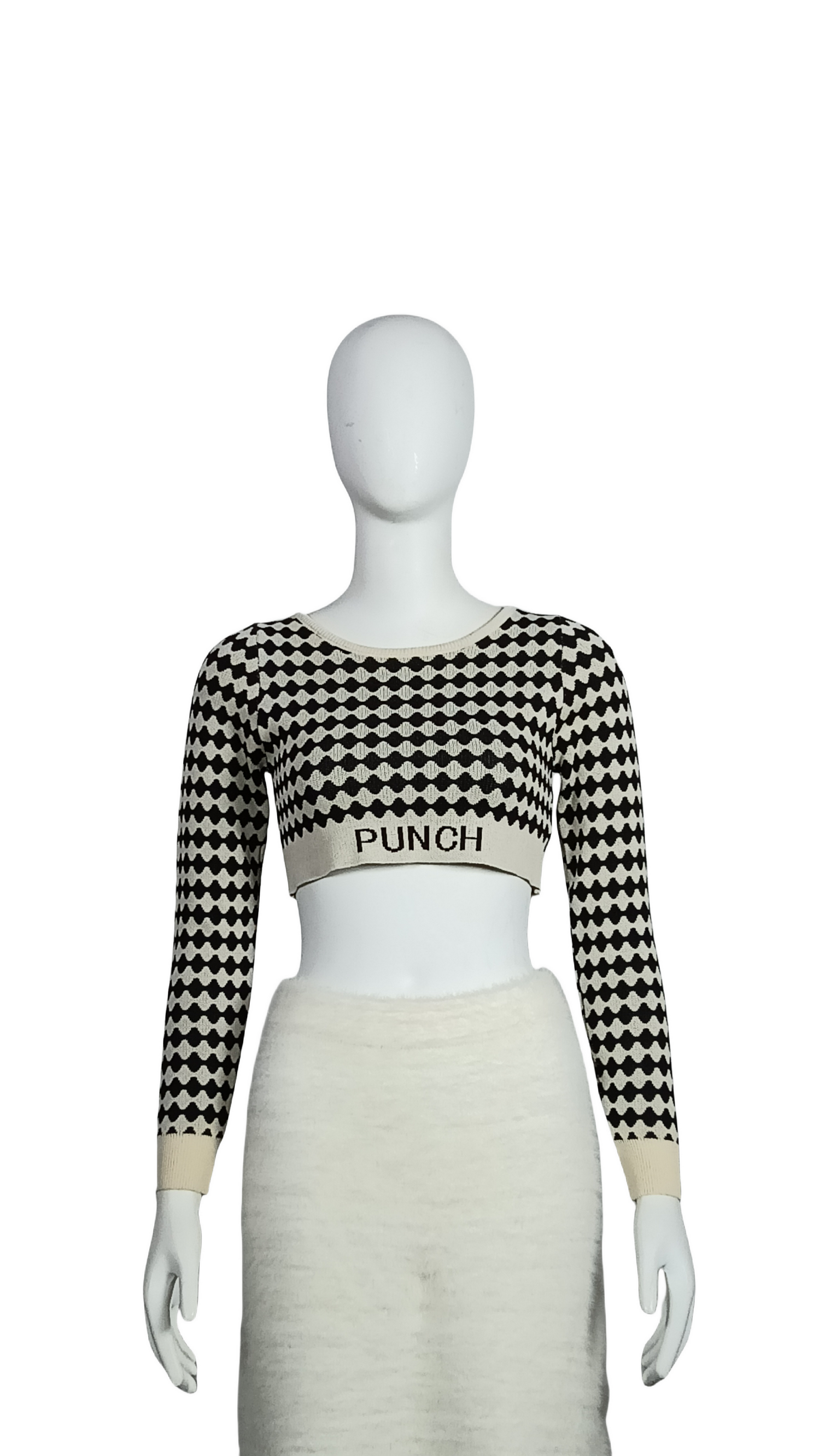 ODM Black and white stitching short sweater